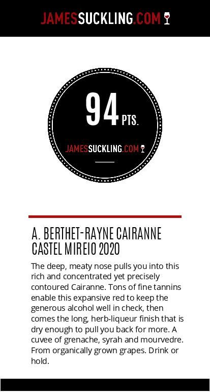 suckling a berthet rayne cairanne castel mireio 2020 rouge