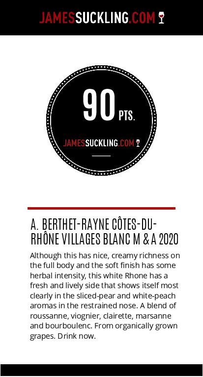 suckling a berthet rayne cotes du rhone villages blanc m a 2020